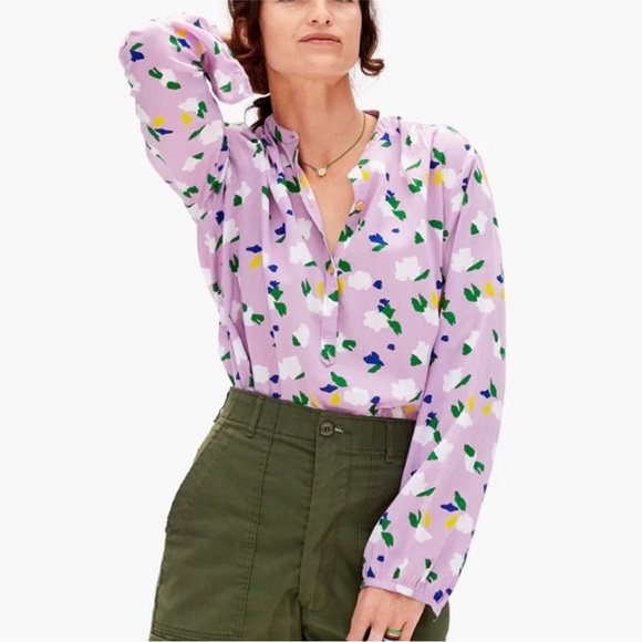 Anthropologie Clare V St. Martin floral blouse popover EUC - Picture 1 of 9